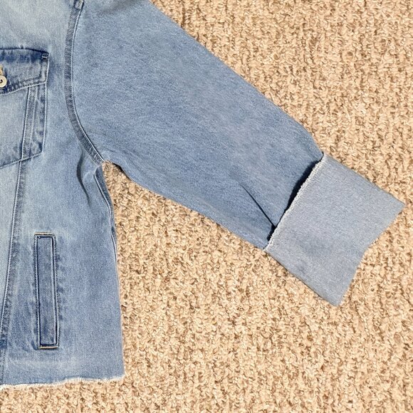 Zara Denim Jacket with Frayed Hem - Picture 2 of 2